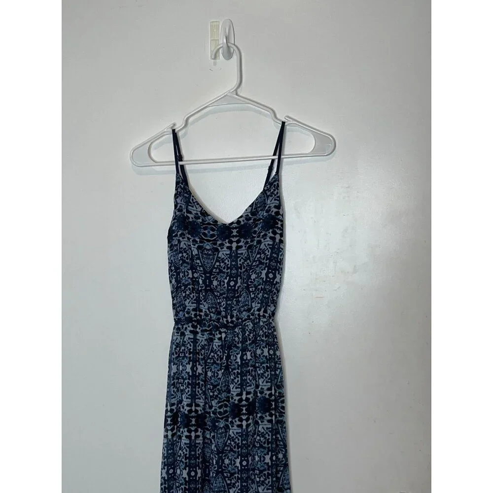 Abercrombie & Fitch Blue Printed Spaghetti Strap Maxi Dress XS